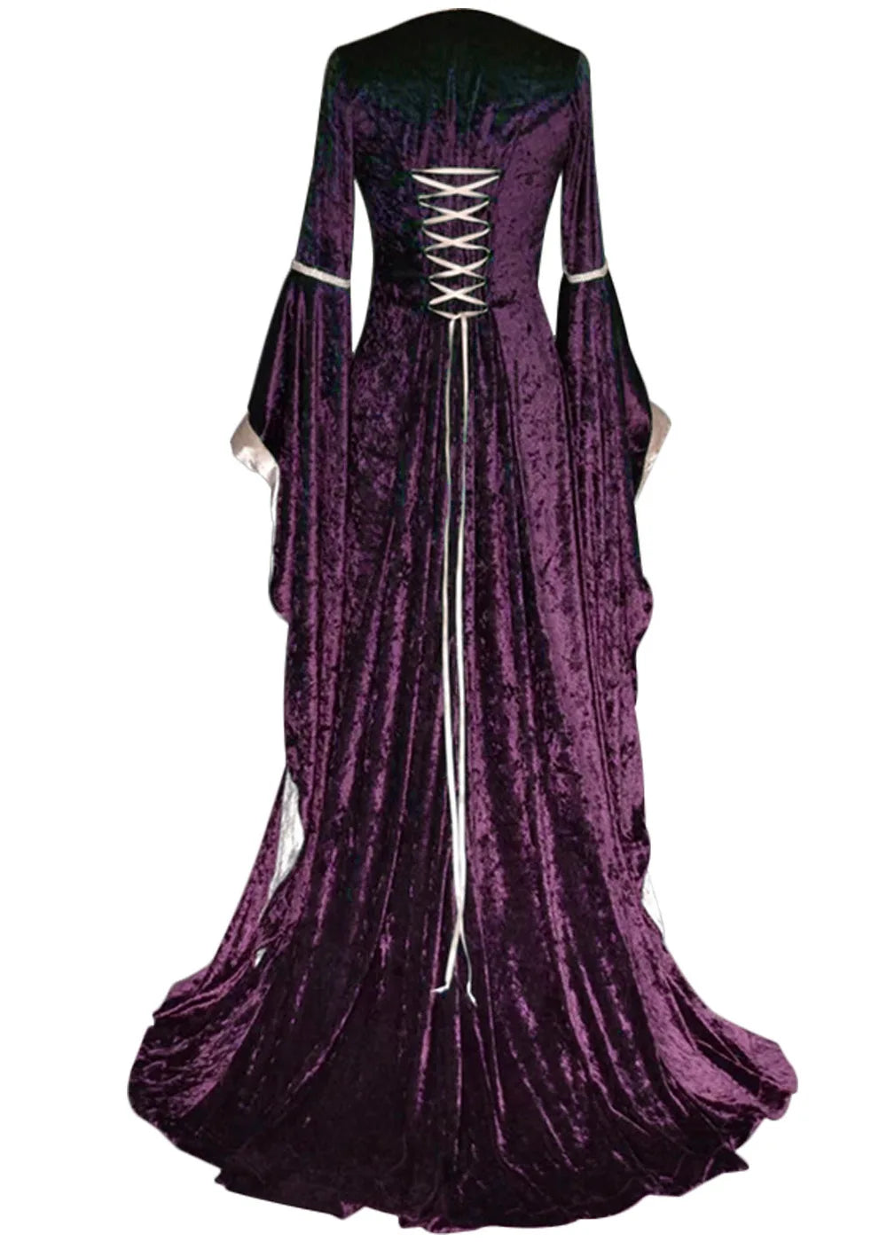 Halloween Women 3XL Plus Size Medieval Retro Court Princress Cosplay Costume Long Dress Elegant Witch Square Collar Masquerade