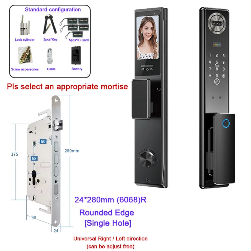 Wifi Tuya APP 3D Face Recognition Smart Door Lock With Camera Video Call Voice Intercom Digital Door Lock Automatic Door Lock
