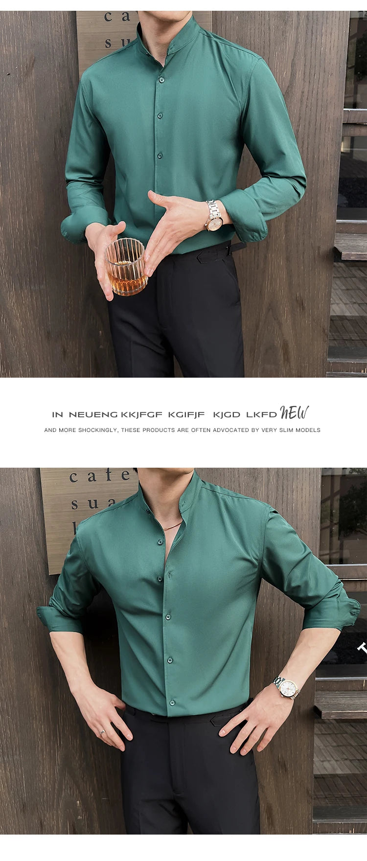 Business Dress white Shirt for Men 2026 British style Long Sleeved Solid Color Casual Elastic Slim Fit Shirt for Men's Clothing