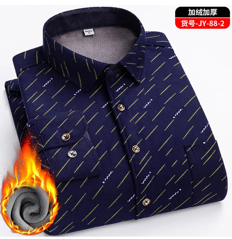 Men's Travel Casual Winter Double-Sided Fleece Warm Thickened Fleece Plaid Work Shirt Plus Size Extra Large Clothes Shirts