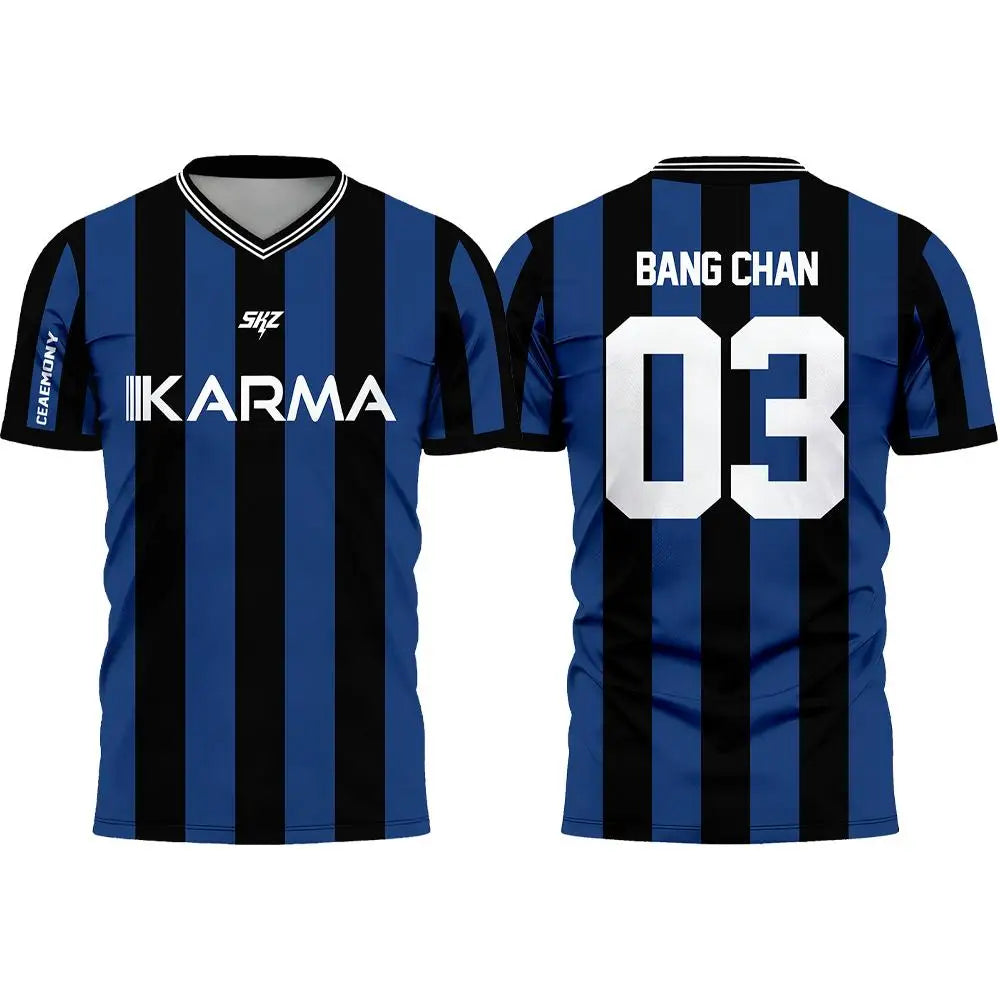 Karma SKZ Hyunjin 04 Soccer Jersey 3D Quick Dry T-Shirt For Men Women  Sports Fan Tee Summer, outdoor sports, training clothes