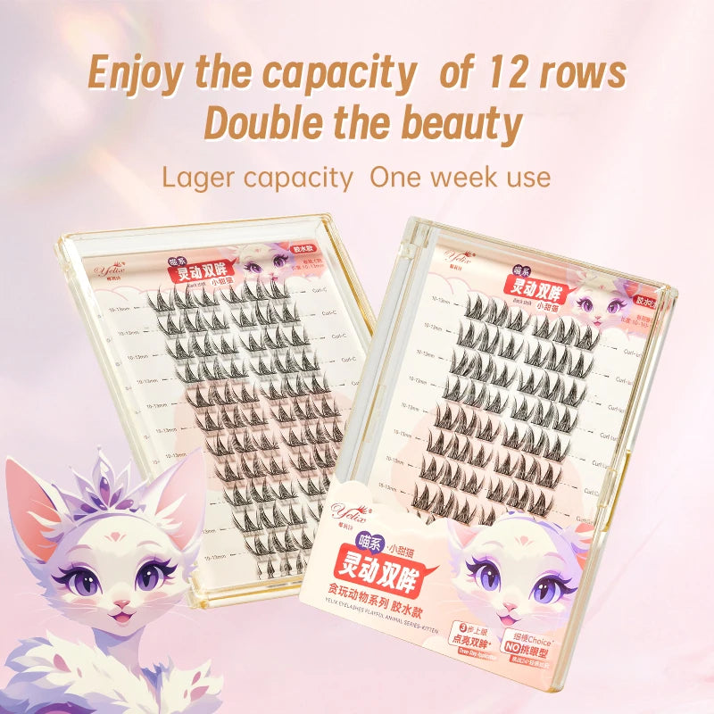Yelix DIY Cluster Lashes Natural Eyelash Extension Volume Individual Lashes Mixed Tray Lashes Cluster Natural Eyelashes Makeup