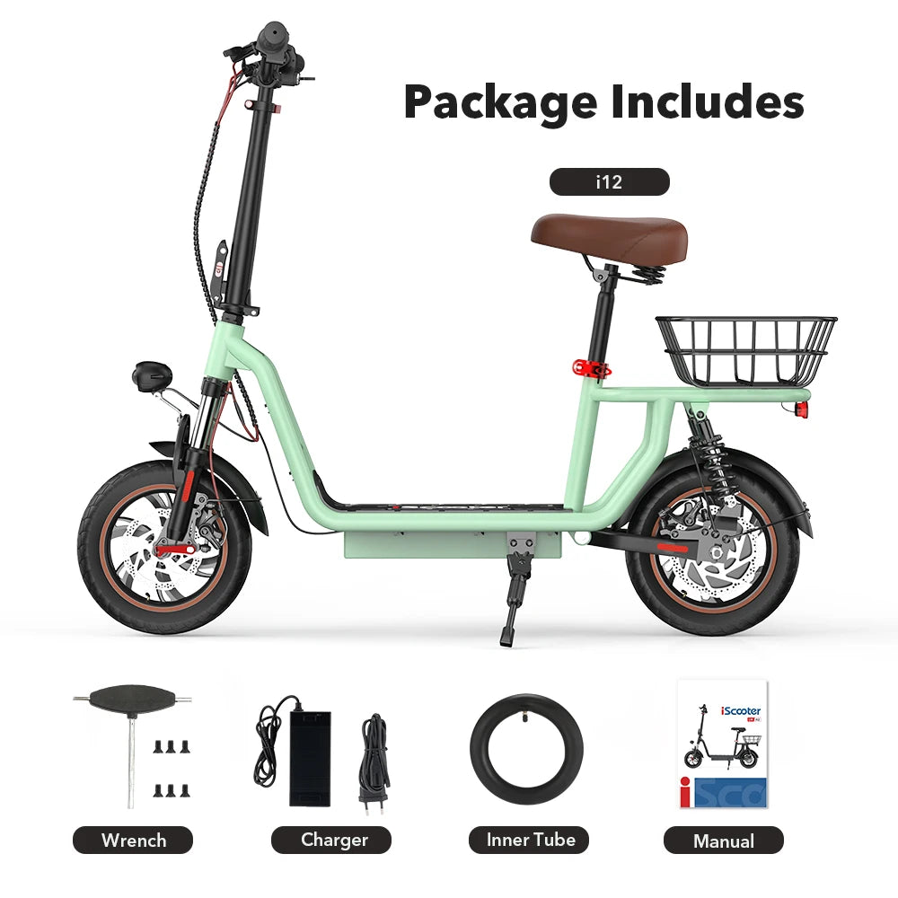 ISCOOTER I12 Adult Electric Scooter 500W Motor 36V7.5AH Battery Electric Scooter 12 Inch Urban Commuting Electric Scooter