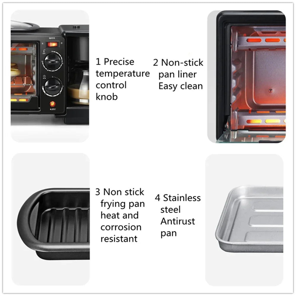 3 in 1 Breakfast Machine. Toaster. Coffee Machine. Oven. Kitchen Oven. Kitchen Appliances.