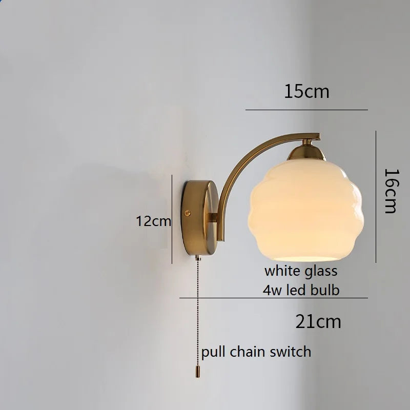 IWHD Milky Glass Ball LED Wall Lamp Sconce Iron Wrount Bedroom Living Room Bathroom Mirror Light Nordic Modern Wandlamp Applique