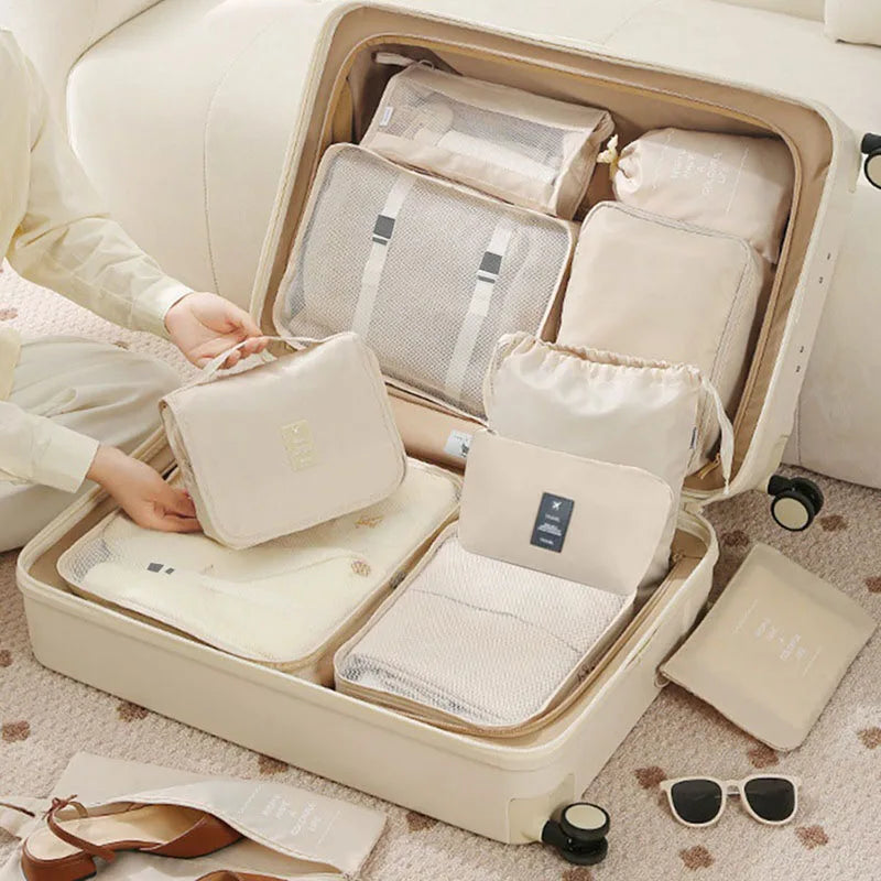 11Pcs Travel Packing Cubes Set Waterproof Luggage Organizer Drawstring Storage Bags for Clothes Shoes Underwear Cosmetic