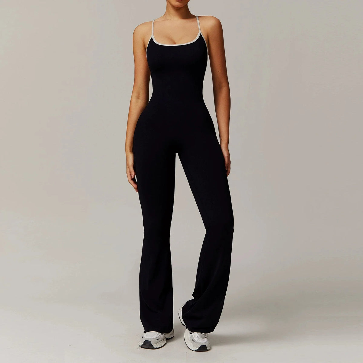 DLT3013 Back Adjustable Shoulder Strap Cross Slim Wide-Leg Yoga Dance Jumpsuit With Chest Pad Women Sports Fitness Jumpsuits
