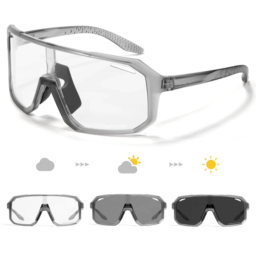 Scvcn New Men's UV400 Photochromic Cycling Sunglasses Women Sports Running Eyewear for Men Glasses Road Bike Bicycle Goggles