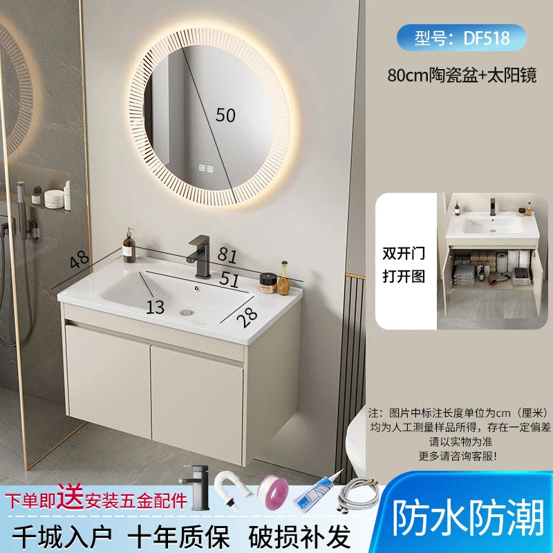 Wall Basin Bathroom Cabinet Set Sink Mirrors Shelves Bathroom Cabinets Storage Organizer Mobile Bagno House Accessories