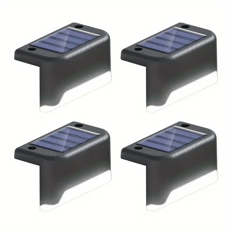 1/4PCS Solar LED Deck Lights Waterproof Outdoor Step Fence Lighting for Patio Yard Stairs Automatic Dusk-to-Dawn L-Shaped Design