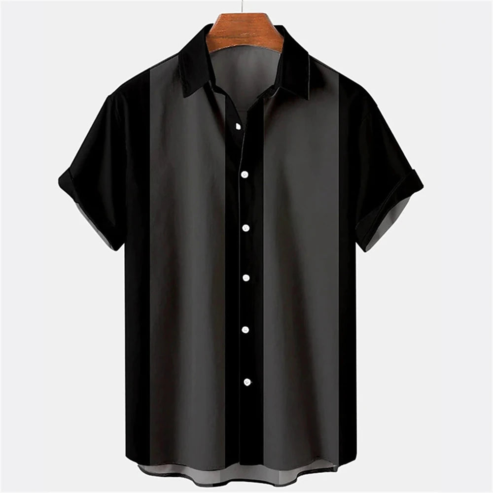 Summer New Casual Solid Color Panel Lapel Beach High Quality Top Men's Short Sleeve Shirt Fashioncomfortable Soft Fabric
