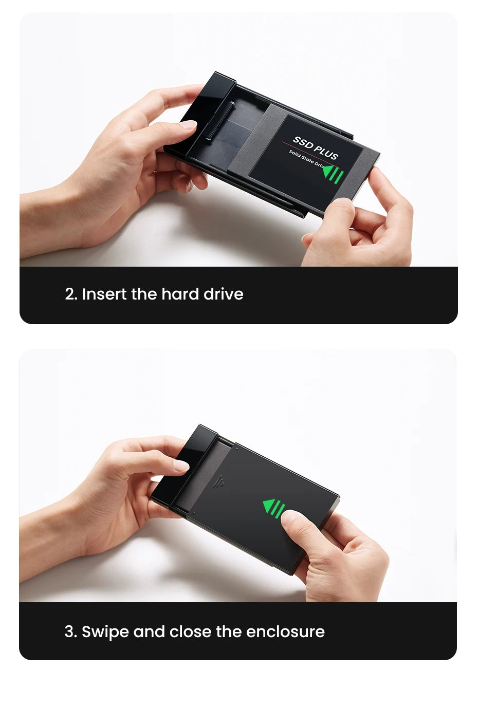 UGREEN HDD Case 2.5" Hard Drive Enclosure USB Type C SATA 5Gbps for SSD HDD 9.5 7mm External Hard Drive Disk Case Support UASP