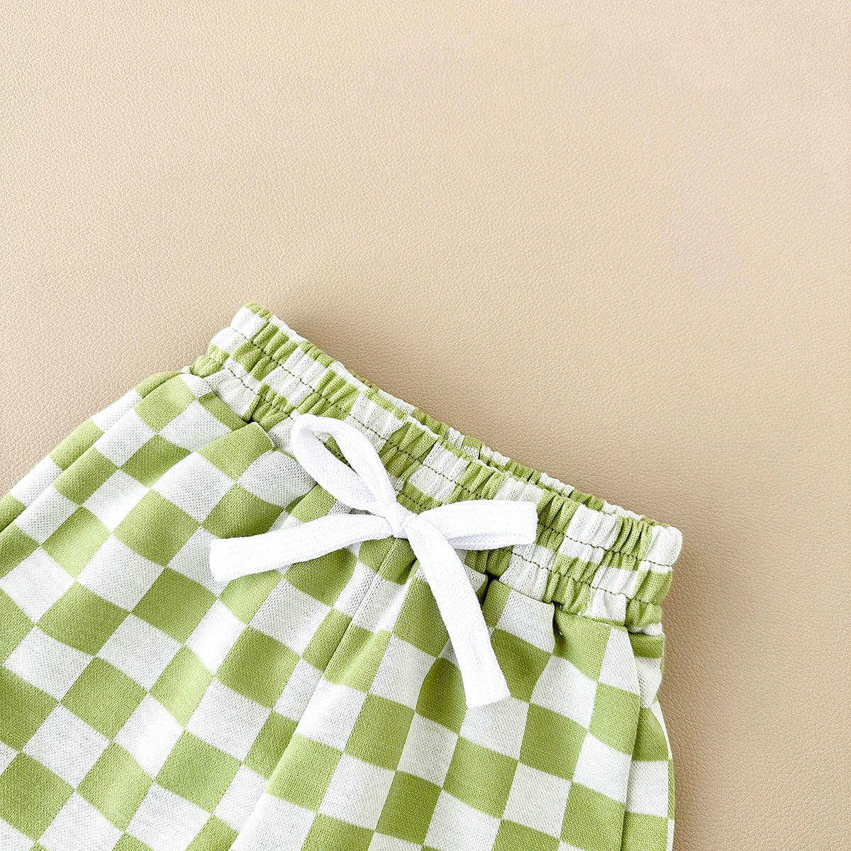 2PCS Kids Clothes Baby Boys Girls Solid Color Short Sleeve T-shirt Plaid Pattern Shorts Sets Baby Clothing Sets 0-3Y