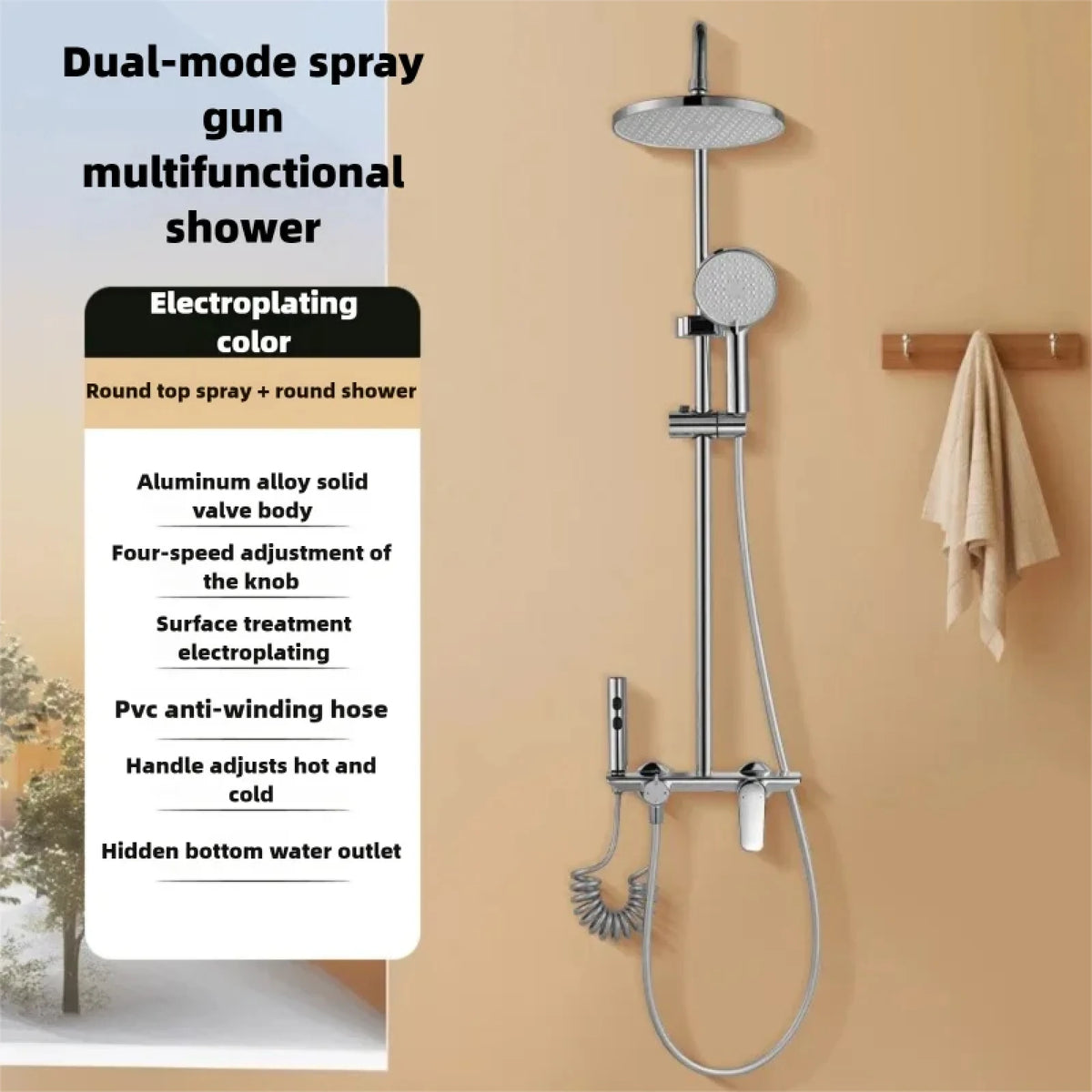 Silver Bathroom Shower Set Rainfall Shower Faucet Set Apartment Hotels Household Aluminum Gray Bathtub Showers