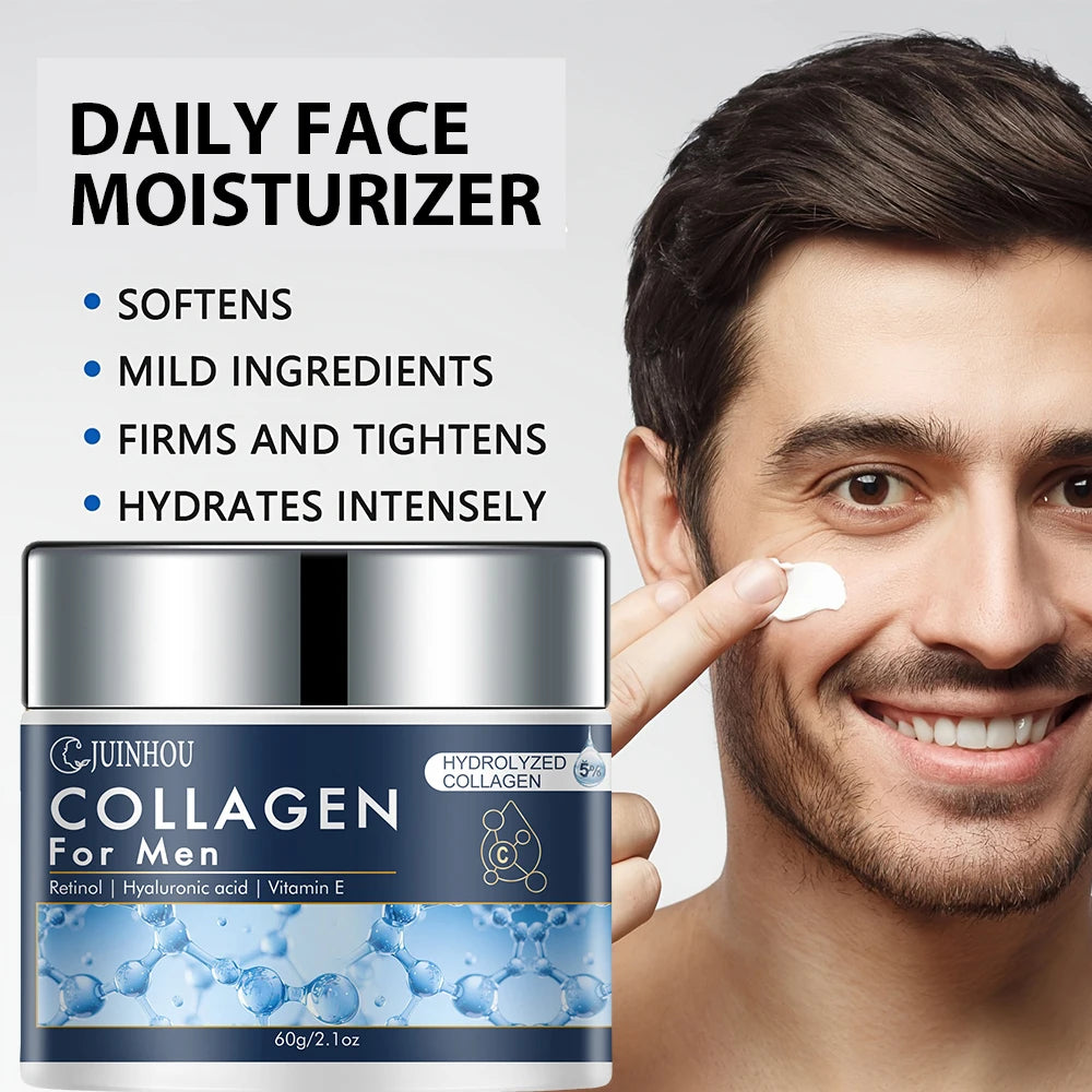 JUINHOU Men's Daily Anti-aging Hydration Face Cream Collagen Retinol Moisturizing Oil Control Firming Skin Refreshing Non-Greasy
