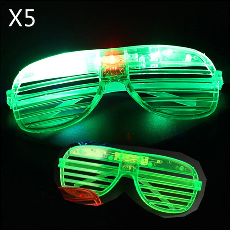 5Pc LED Luminous Blinds Glasses Adult Children Role Playing Props Halloween Party Wedding Bachelorette Party Bar Gift Decoration