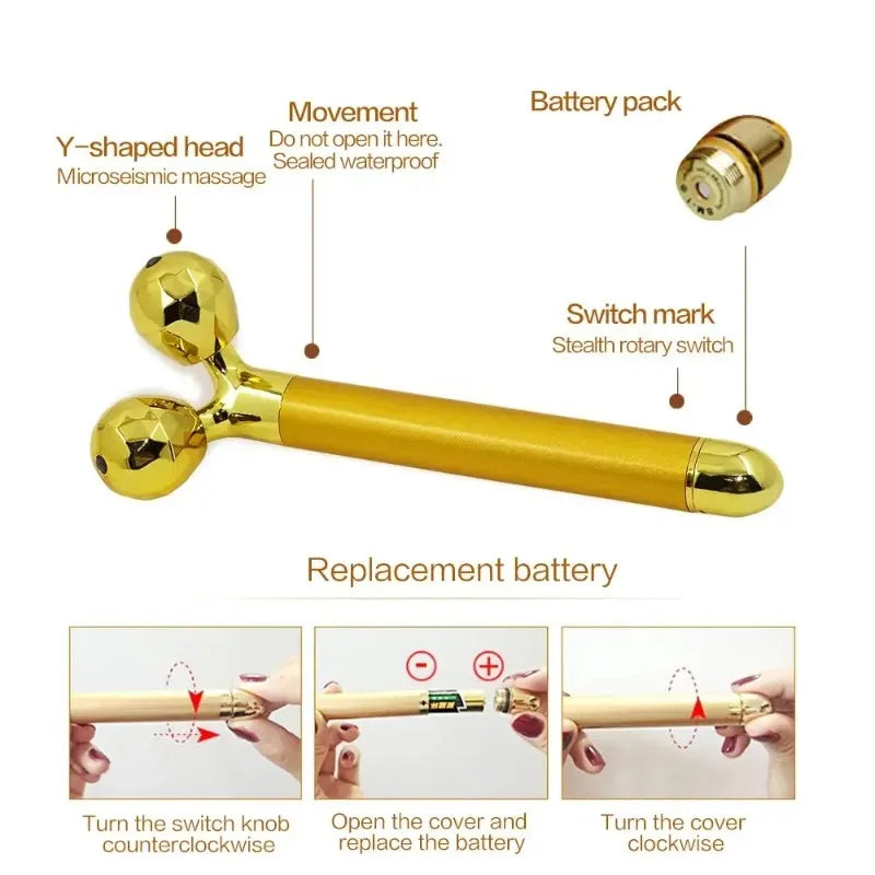 Electric Roller Beauty Bar Vibrating Facial Roller Massager Face Lifting Anti-Wrinkle Skin Care Roller/ Face Slimming Tool