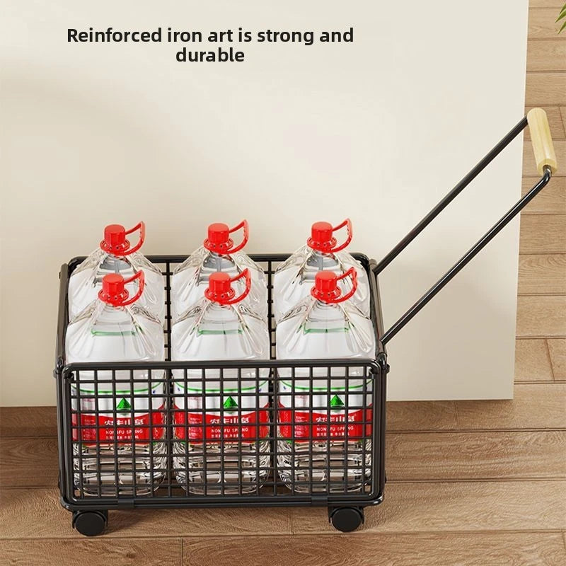 Floor Standing Kitchen Organizer - Single Tier Vegetable Storage Rack with Baskets - Multi-Functional Home Kitchen Shelf