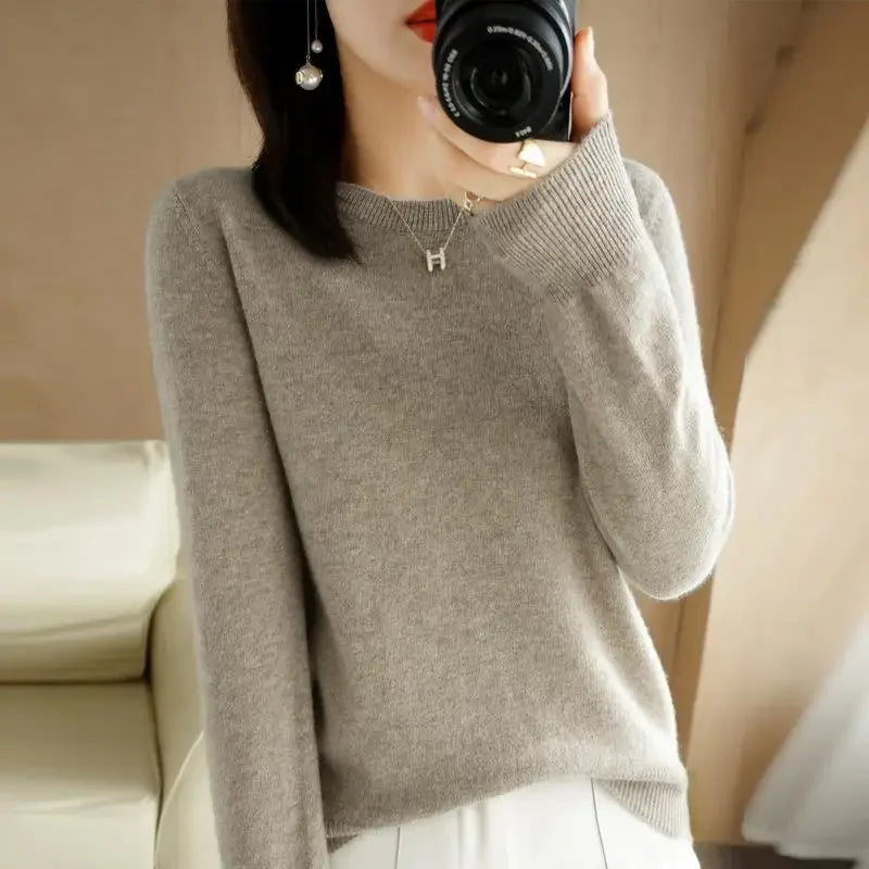 2026 Women Sweater Spring Autumn Long Sleeve O-neck Pullovers Warm Bottoming Shirts Korean Fashion Sweater Knitwear Soft Jumpers