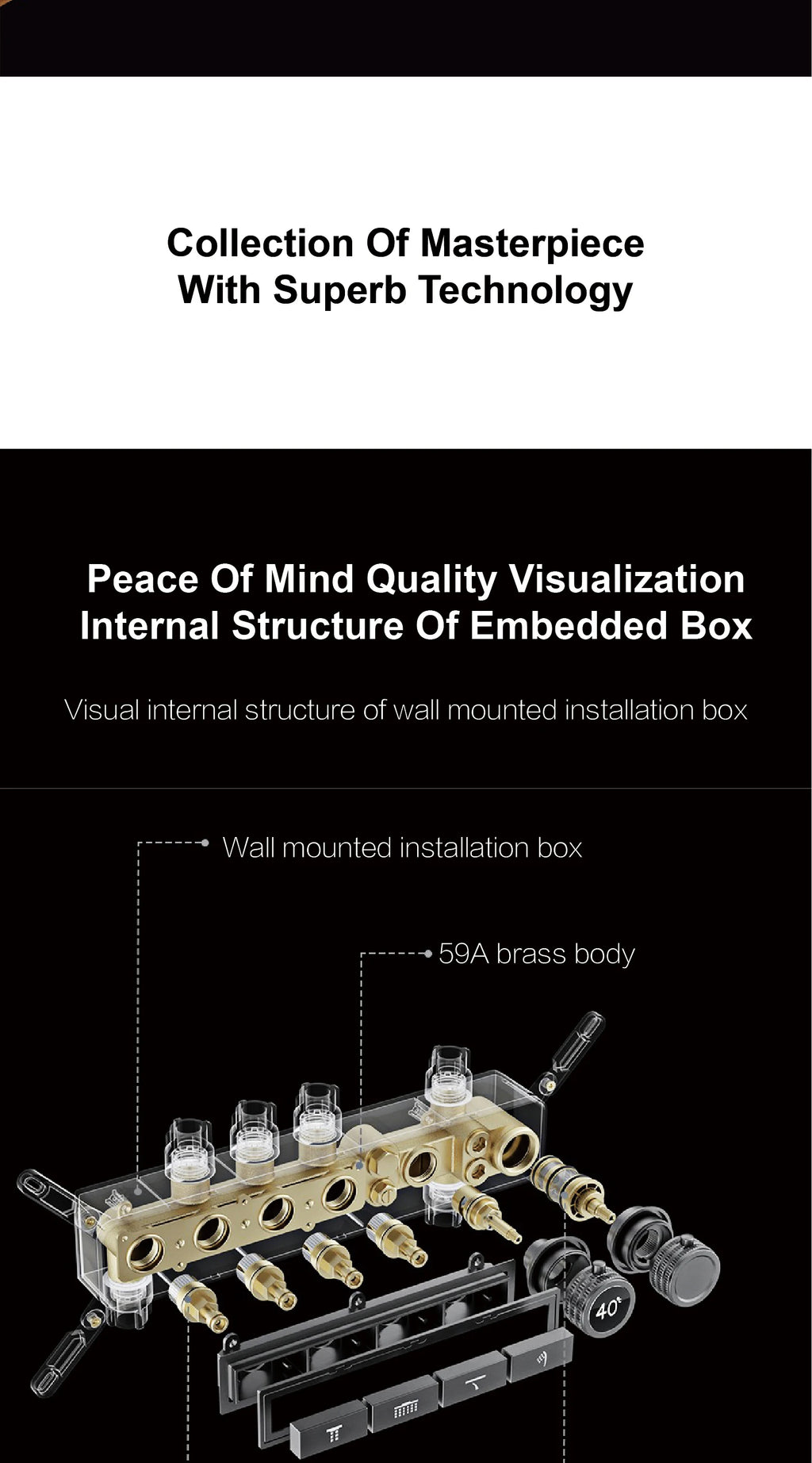 Luxury Gun Grey Brass Thermostatic Shower System Ceiling-Embedded Rainfall&Waterfall Outlet with LED Display Bathroom Mixer Tap