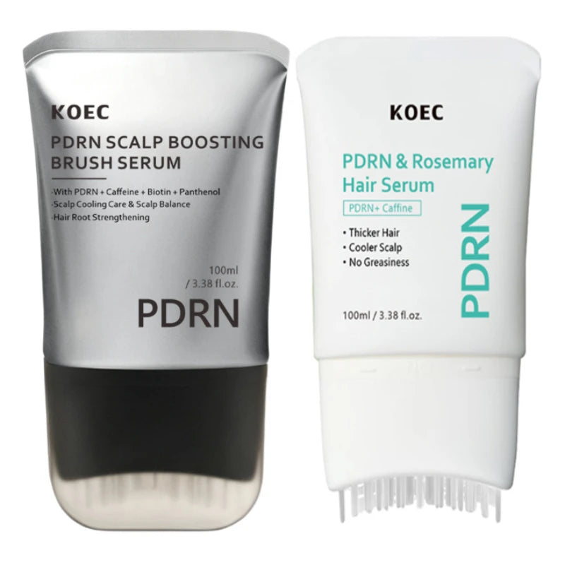PDRN Rosemary Caffeine Massage Brush Hair Serum,Hair Nourishing Strengthening Essence,Improve Scalp Environment,Scalp Massager