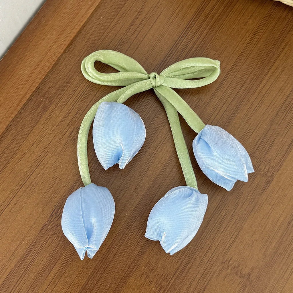Korean Tulip Flower Bow Hair Clip Girls Sweet Fashion Versatile Duckbill Clip Children Kids Princess Hair Styling Accessories