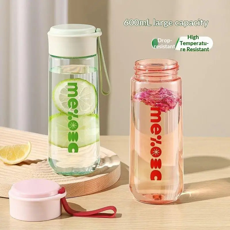 600ML Large Capacity Water Bottles Student Portable Direct Drinking Brief Plastic Cup Kids High Temperature Resistance Bottles