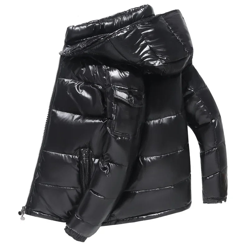 Men Detachable Hat Casual Parka Hooded Coat Winter New Men Solid Parkas White Duck Down Jacket Male Stand Collar Warm Thick Coat