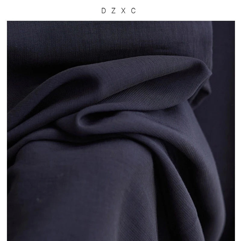 New Chinese-Style Dress~Draped Collar Navy Blue Pleated Dress, Summer Slimming and Elegant Long Dress for Women