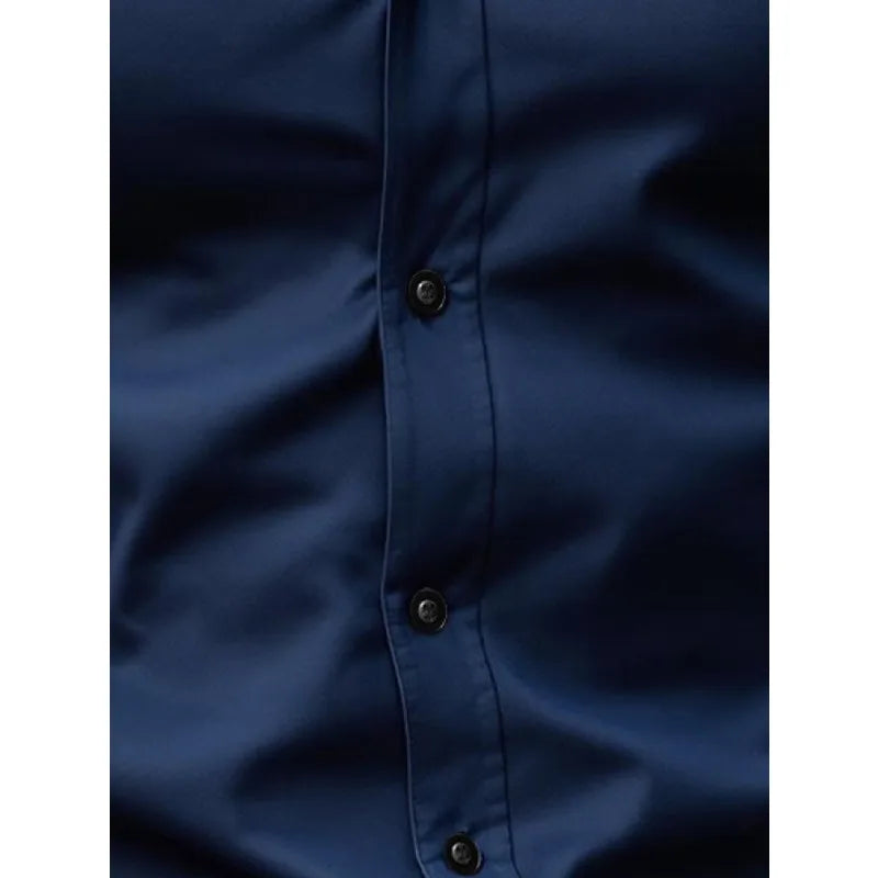 FGKKS New Men Shirts Fashion Quality Long Sleeve Casual Solid Color Elastic Male Business Shirt