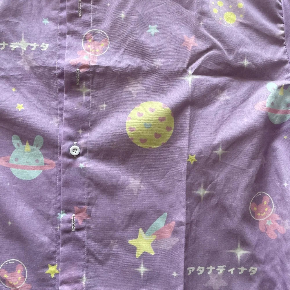 Retro Tattoo Ocean 100% Cotton Shirt Punk Men's Hawaiian Shirt Summer Short Sleeve Button Down Casual Shirt Tropical Pocket Tops