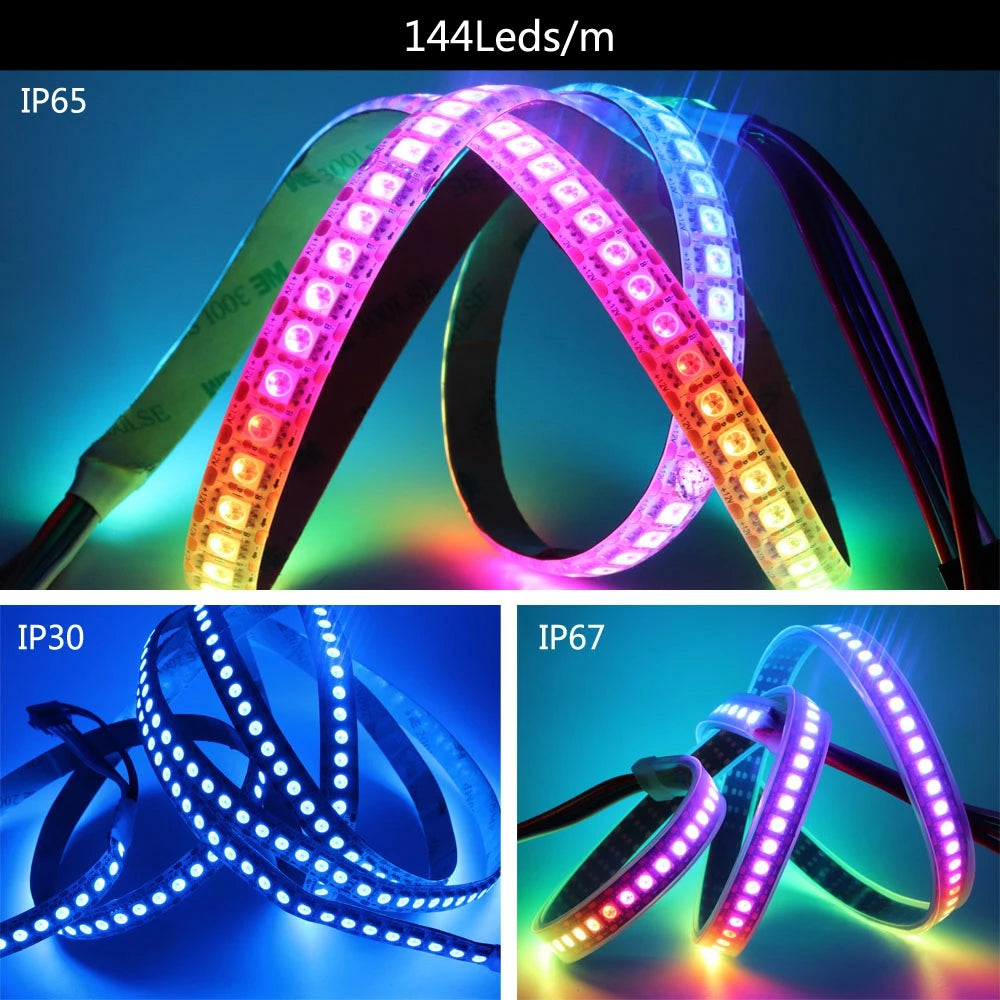 WS2812B WS2811 WS2813 WS2815 30/60/144pixels/leds/m 5050 RGB LED Strip WS2812 Individually Addressable Tape Light DC5V DC12V
