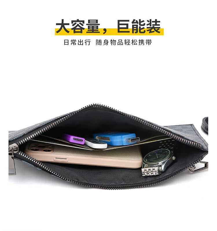 2026 New Men's Business Casual Clutch Bag Fashion Shark Print Envelope Bag Wallet Phone Bag Large Capacity Men's Gifts Pouch Pho