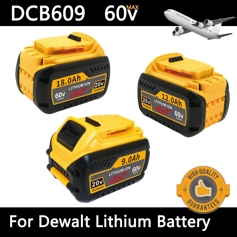 For DEWALT Battery 60V 9.0AH 12.0AH 18.0AH, Rechargeable Lithium-ion Battery, DCB609，DCB118，DCB606，Power Tool Battery