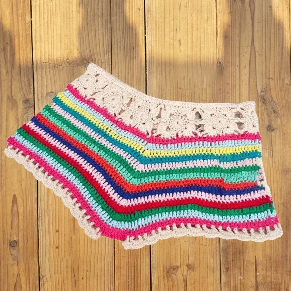 Women Relaxed Crochet Swim Shorts Bottoms Bikini Beach Swimwear Swimming Pants Acrylic Outdoor Swimming Pants Lounge Shorts