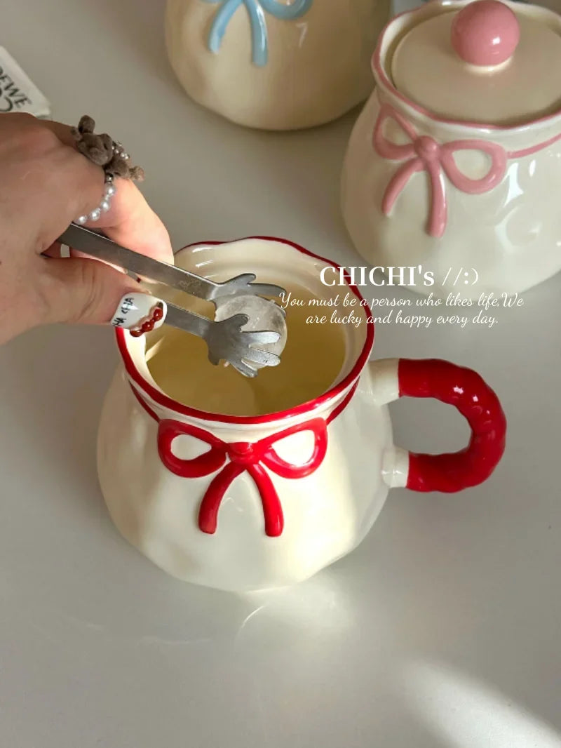 Hand-Painted Ceramic Coffee Mug Milk Cup Water Drinking Cup with Lid Underglaze Color  Design China Mugs for Dining
