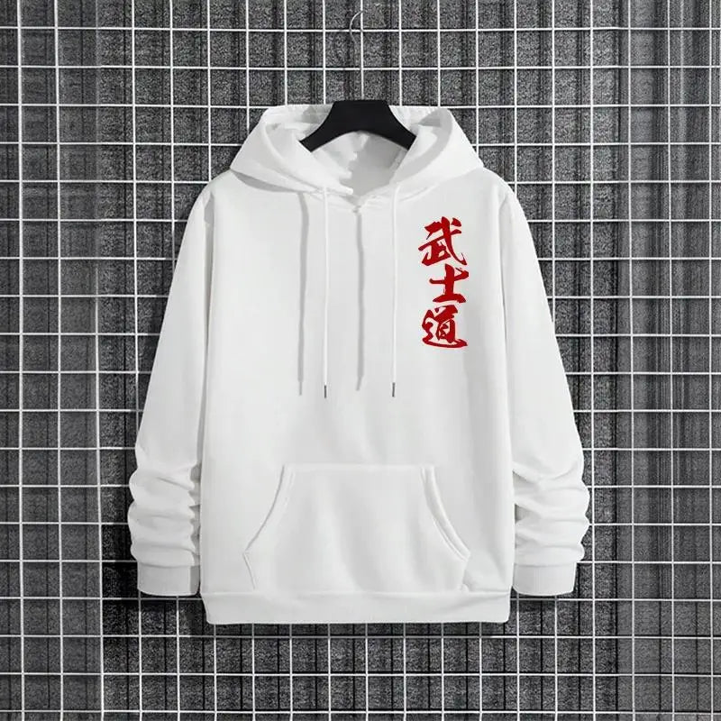 Japan Bushido Print Streetwear Hoodies 2025 Urban Fashion Hooded Sweatshirt Male Trendy Casual Autumn Winter Hoody Men's Clothes