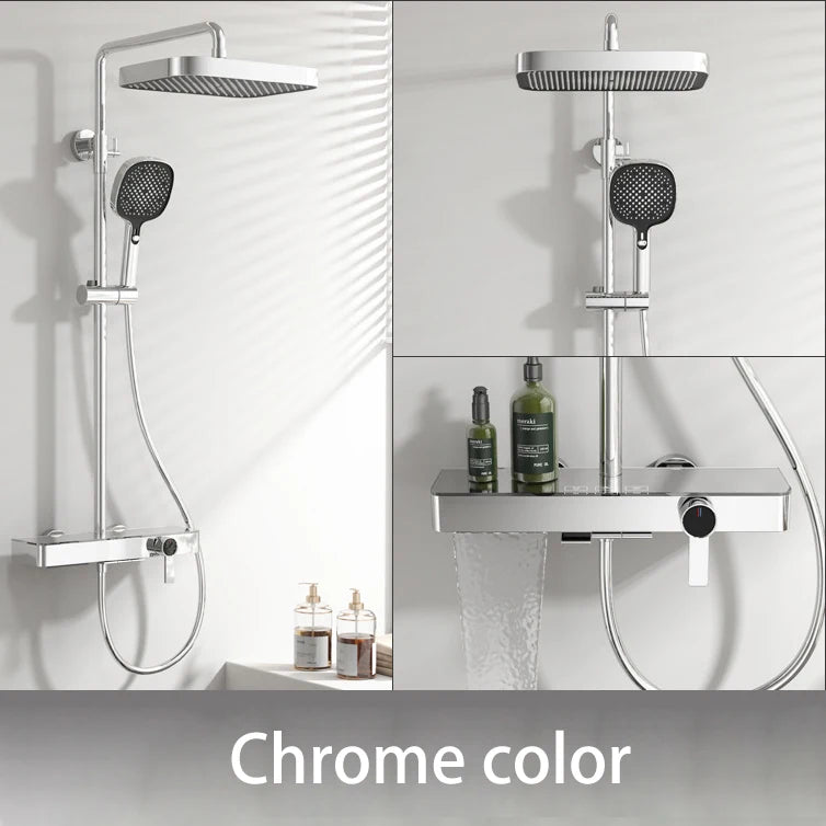 Wall Mounted Piano Digital Bathroom Shower Set 12 Inch Rainfall Shower Head Copper Bathroom Faucet Hot Cold Piano Shower System