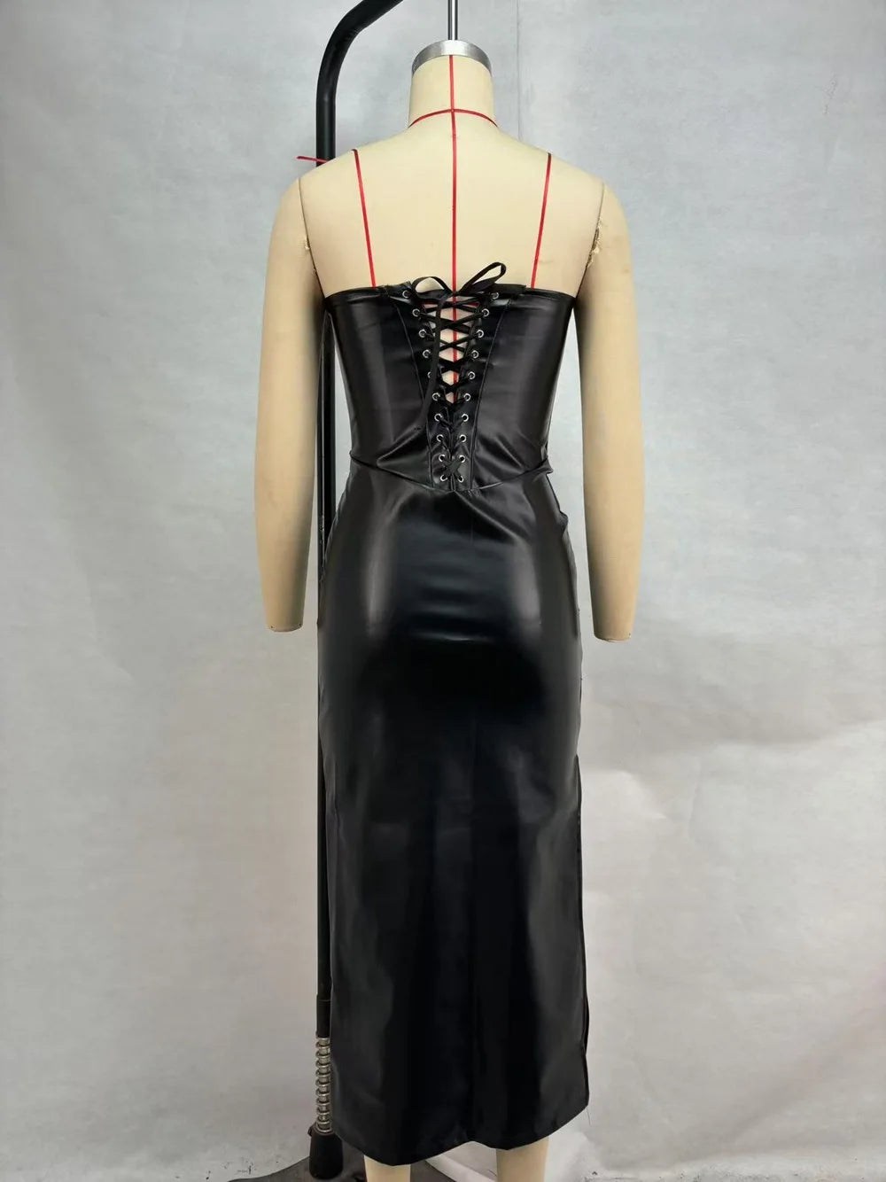 Luxury Leather Strapless Short Dress Women's Sexy Party Curvy Mini Dresses Evening Corset Red Brown Cocktail Autumn Fall 2026