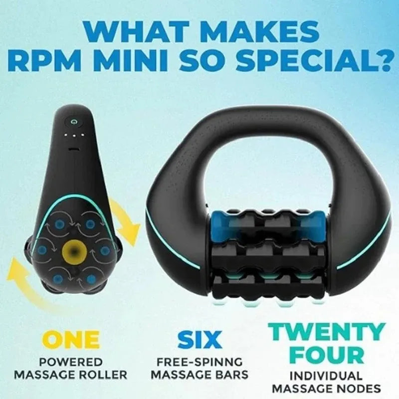 Electric Mini Rolling Massager Multi-grip Ergonomic Handle Whole Body Fatigue Relief Deep Tissue Rechargeable ，Powerful Speed