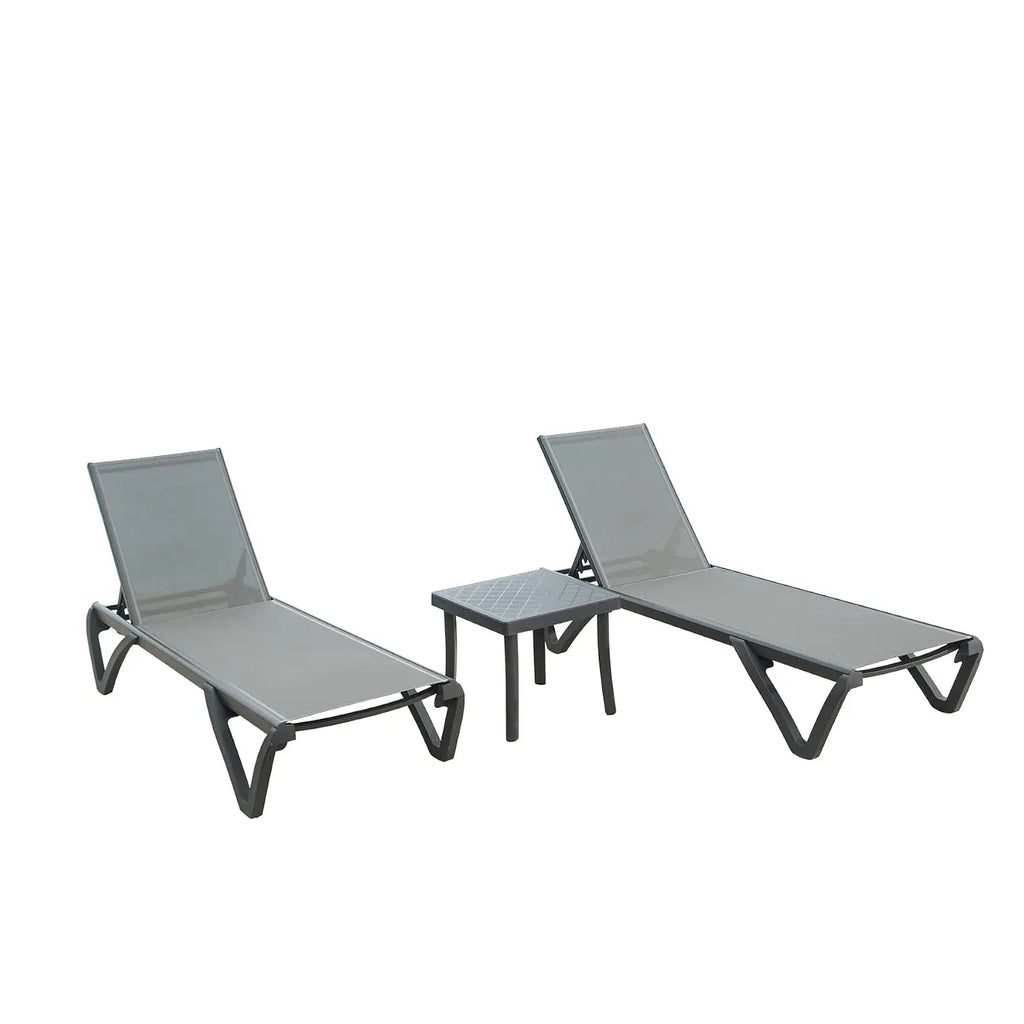 Aluminum Chaise Lounge with Side Table, 5-Position Adjustable Backrest & Wheels, All-Weather Outdoor Patio Furniture, Customized