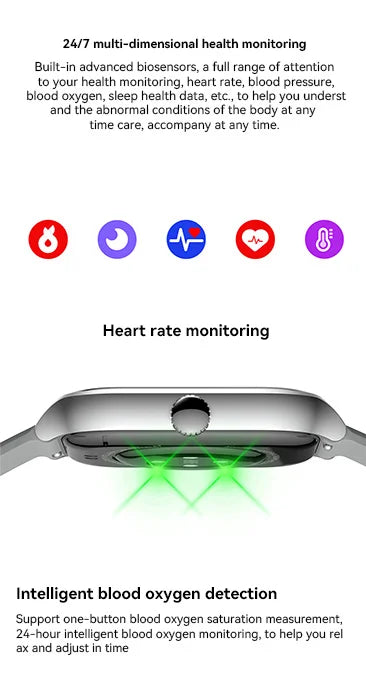 2026 New Smart Watch 2.01" HD Display Bluetooth Call Blood Oxygen Heart Rate Monitor Fitness Gift for Men Women