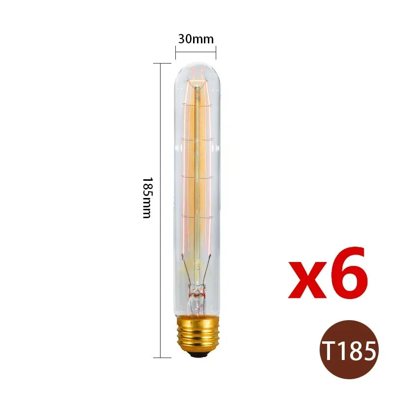 6pcs/lot Retro Edison Bulb C35 T45 ST64 G80 G95 A60 Filament Light 40W E27 Vintage Ampoule Incandescent Lamp Decorative Lights