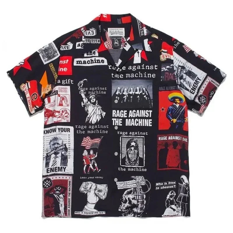 Classics 2025 WACKO MARIA Shirt Photo Print Vintage Men's And Women's Loose Hawaiian WACKO MARIA Short Sleeve Shirt T-Shirts
