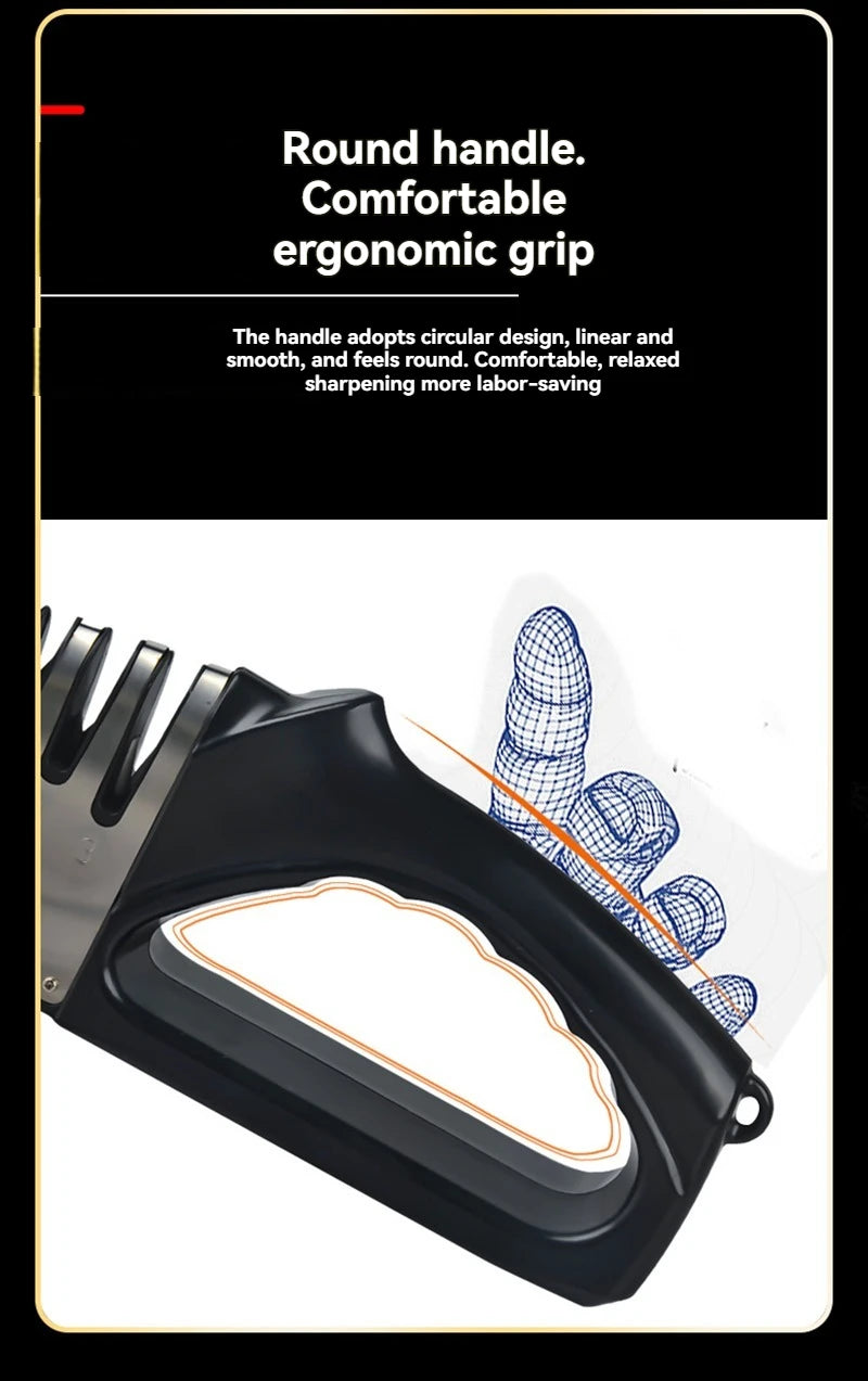 Multifunctional Kitchen Knife Sharpener 4 Segments Portable with Non-slip Base Household Essential Gadgets for Sharpening Knives