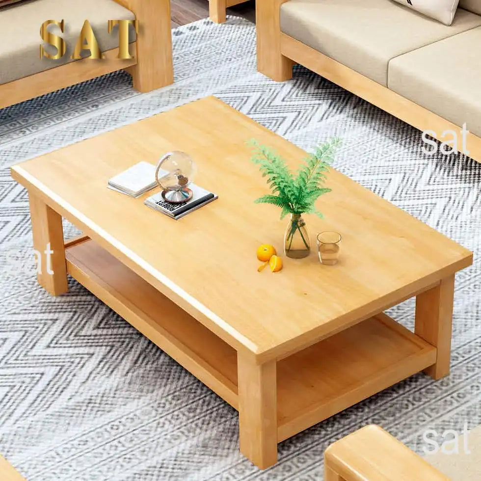 For Living Room Full Solid Wood Sofa Combination of Modern Chinese Small Apartment Three Solid Wood Fabric Sofa Bed