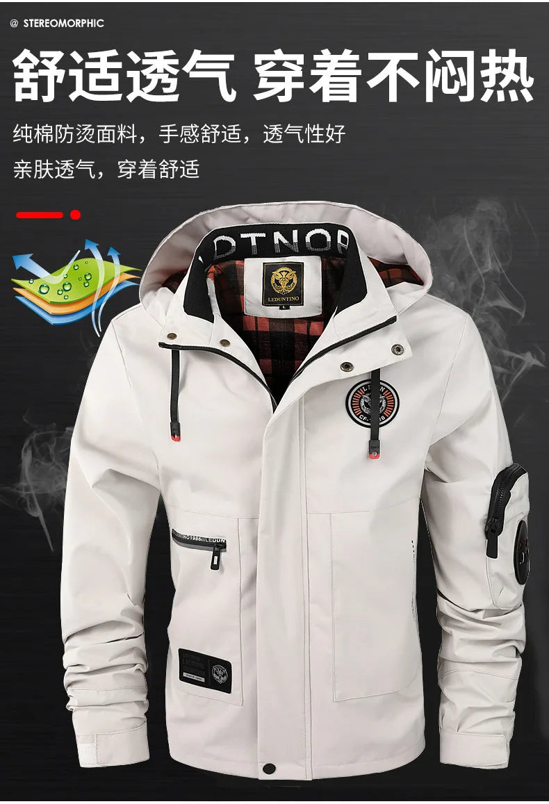 Men's Casual Jacket Parka Autumn/Winter Hooded Jacket Men's Coat Solid Color Outdoor Chic