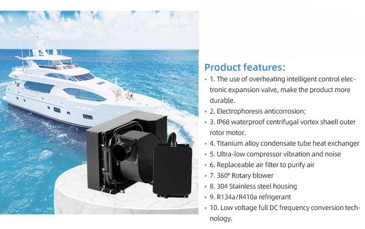 Marine Air Conditioner WIFI Remote Pump Control for Boat 9000BTU Yacht Air Conditioning Self-provided Precision Control System