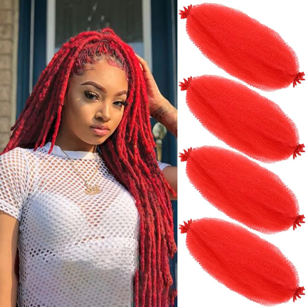 Springy Afro Twist Hair 18 Inch 2-8 Packs Blue and Red Color Pre Fluffed Marley Twist Braiding Hair for Black Women Synthetic