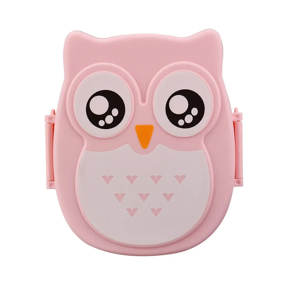 Portable Owl Lunch Box Cartoon Microwave Food-Safe Plastic Food Picnic Container Box For Children Kids School Office Bento Box